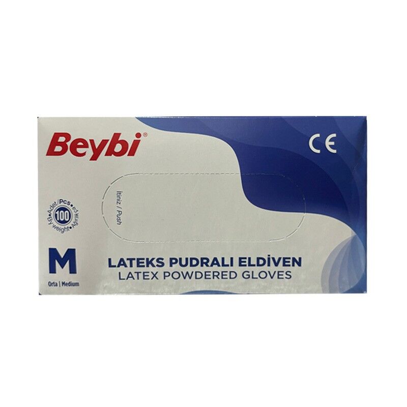 BEYBİ LATEX PUDRALI MUAYENE ELDİVENİ MEDİUM 100 LÜ