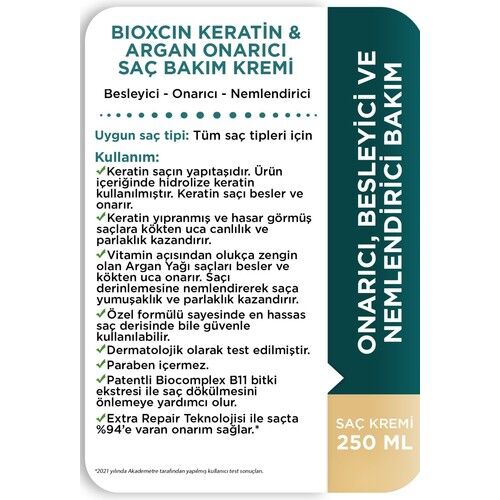 BIOXCIN KERATIN ARGAN SAC BAKIM KREMI 250ML