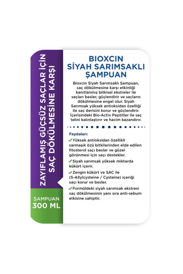 BIOXCIN SIYAH SARIMSAK ŞAMPUANI 300 ML