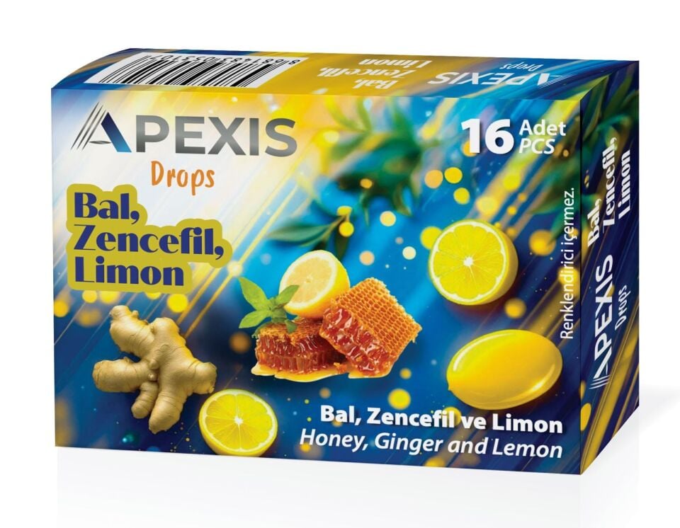 APEXİS DROPS BAL ZENCEFİL LİMON AROMALI PASTİL 16'LI