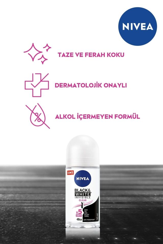 NIVEA ROLL ON WOMEN INVISIBLE BLACK&WHITE CLEAR 50 ML