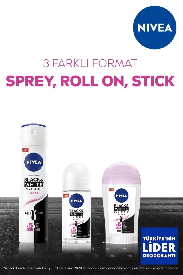 NIVEA ROLL ON WOMEN INVISIBLE BLACK&WHITE CLEAR 50 ML