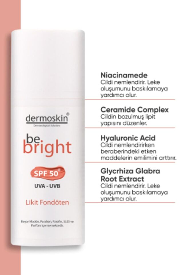 DERMOSKIN BE BRIGHT LIKIT FONDÖTEN SPF 50 33ML