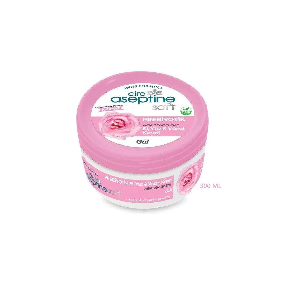 CİRE ASEPTİNE SOFT PREBİYOTİK GÜL EL, YÜZ VE VÜCUT KREMİ 300 ML