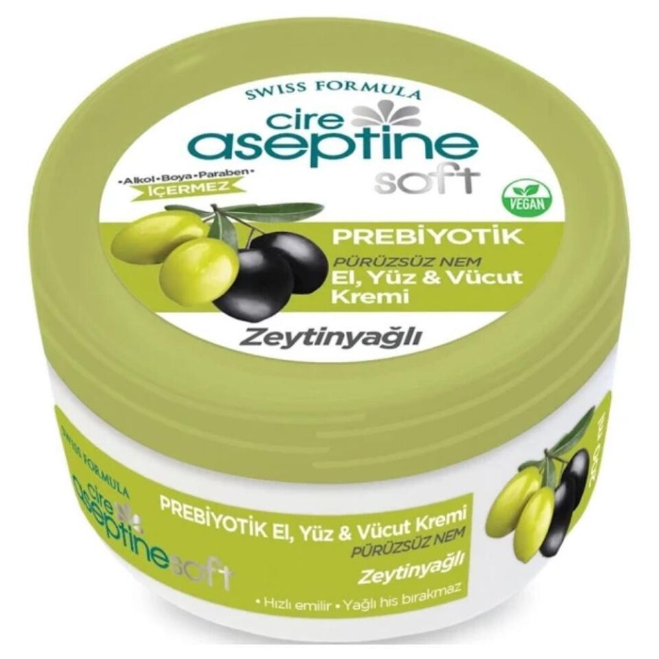 CİRE ASEPTİNE SOFT PREBİYOTİK ZEYTİNYAĞLI EL, YÜZ VE VÜCUT KREMİ 200 ML