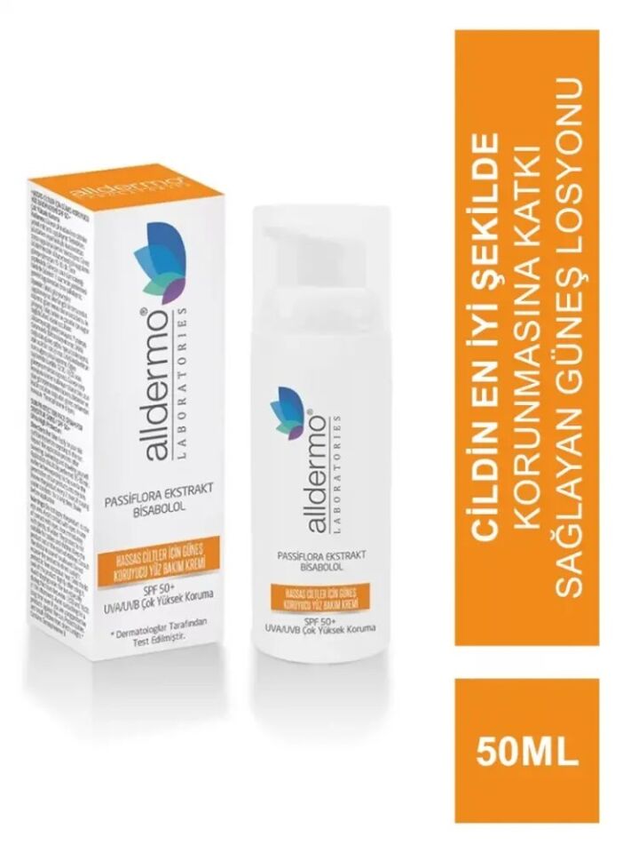 ALLDERMO HASSAS CİLTLER İÇİN GÜNEŞ KORUYUCU YÜZ BAKIM KREMİ SPF50+ 50 ML