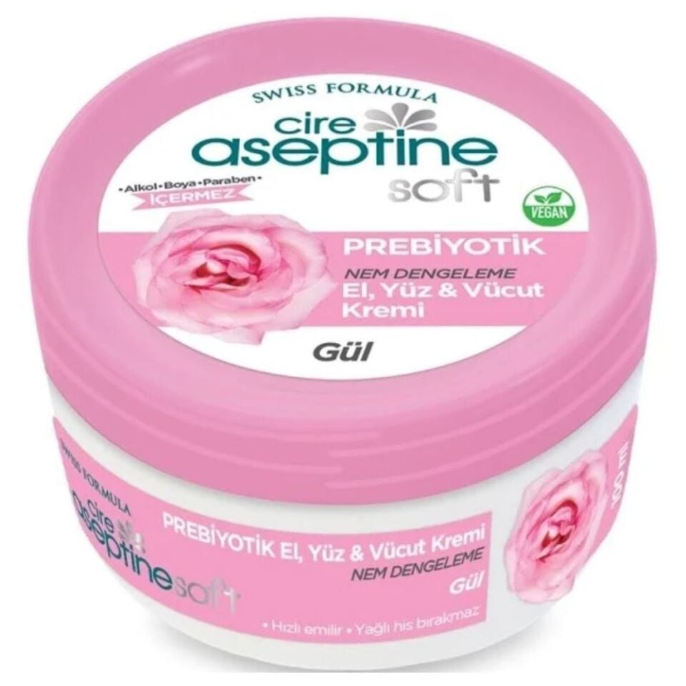 CİRE ASEPTİNE SOFT PREBİYOTİK GÜL EL, YÜZ VE VÜCUT KREMİ 75 ML