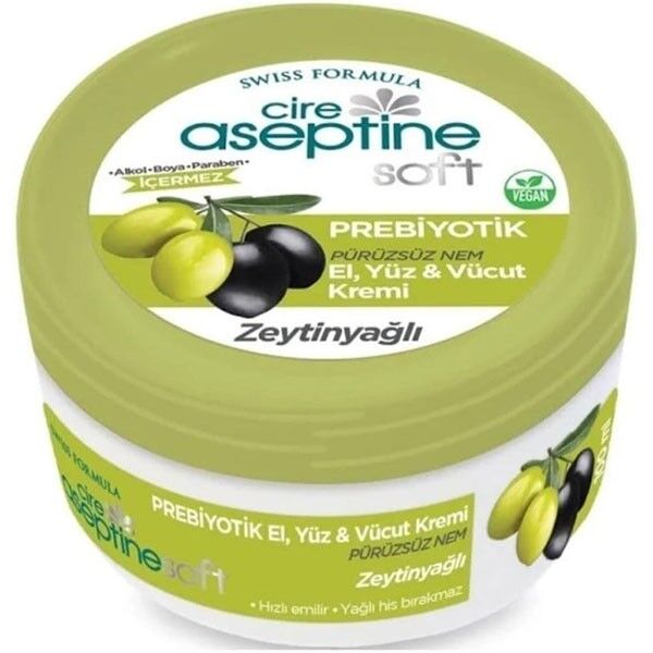 CİRE ASEPTİNE SOFT PREBİYOTİK ZEYTİNYAĞLI EL, YÜZ VE VÜCUT KREMİ 75 ML