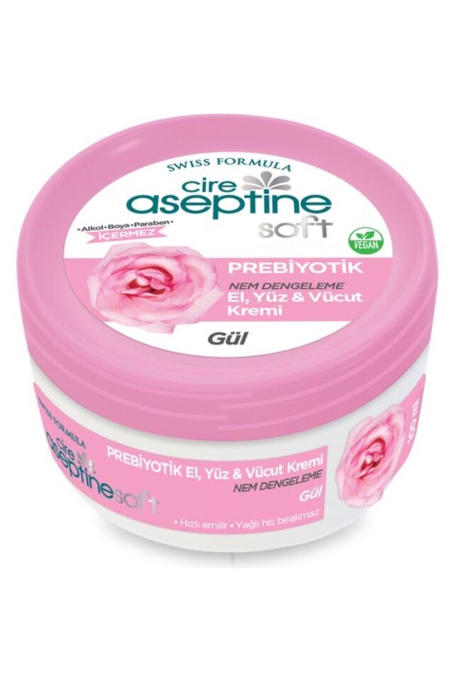 CİRE ASEPTİNE SOFT PREBİYOTİK GÜL EL, YÜZ VE VÜCUT KREMİ 100 ML
