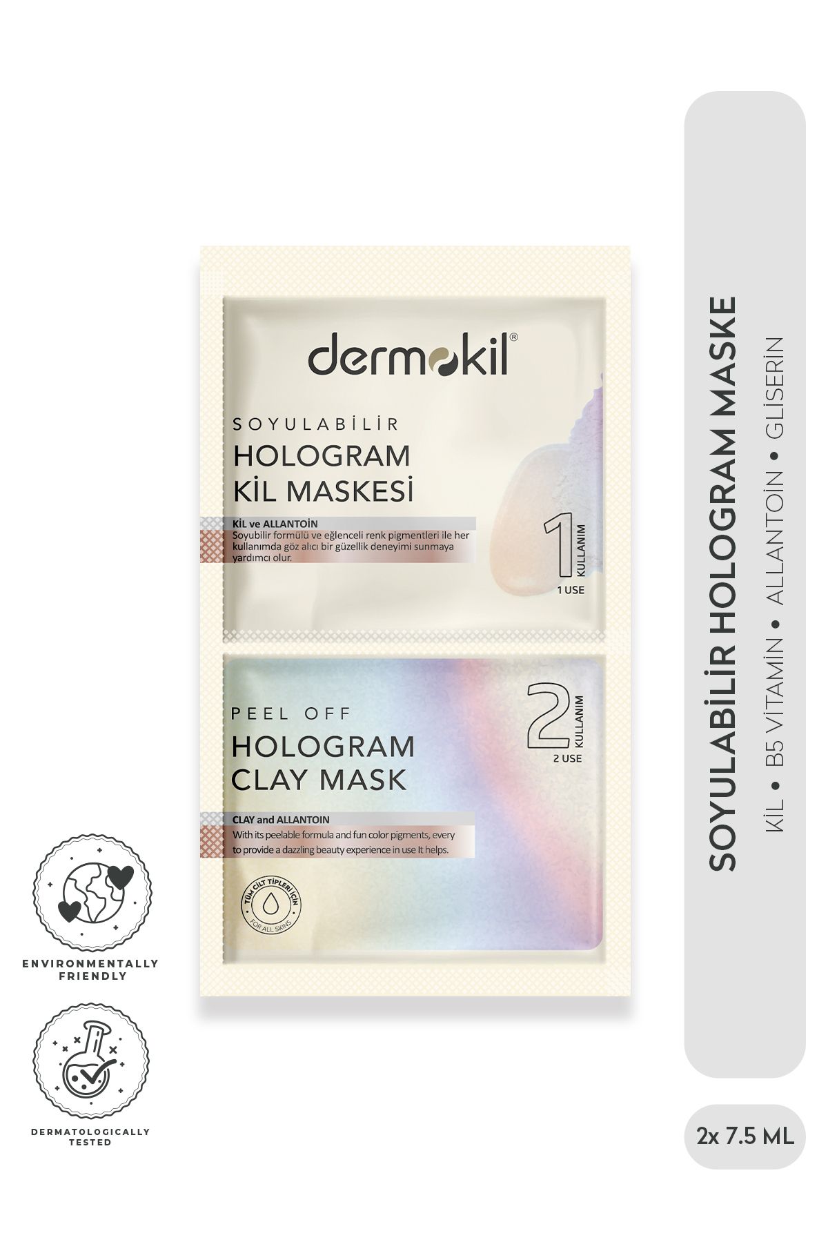 DERMOKİL SOYULABİLİR HOLOGRAM MASKE 2'Lİ 7,5 ML