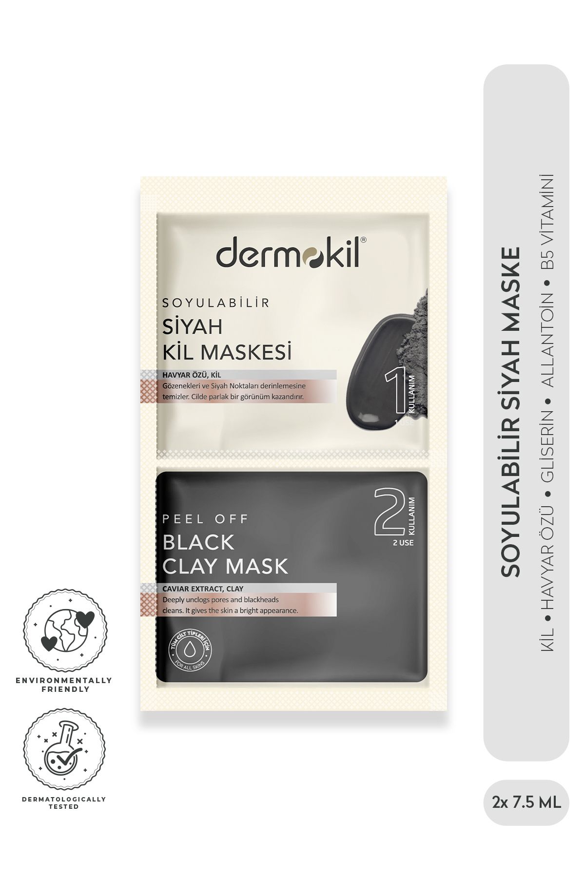 DERMOKİL SOYULABİLİR SİYAH MASKE 2'Lİ 7,5 ML