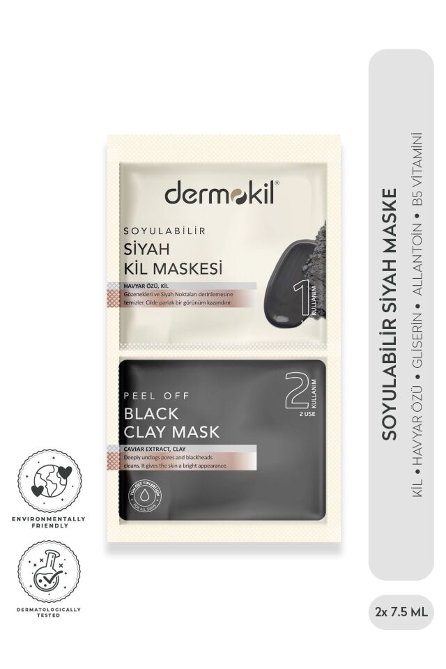 DERMOKİL SOYULABİLİR SİYAH MASKE 2'Lİ 7,5 ML
