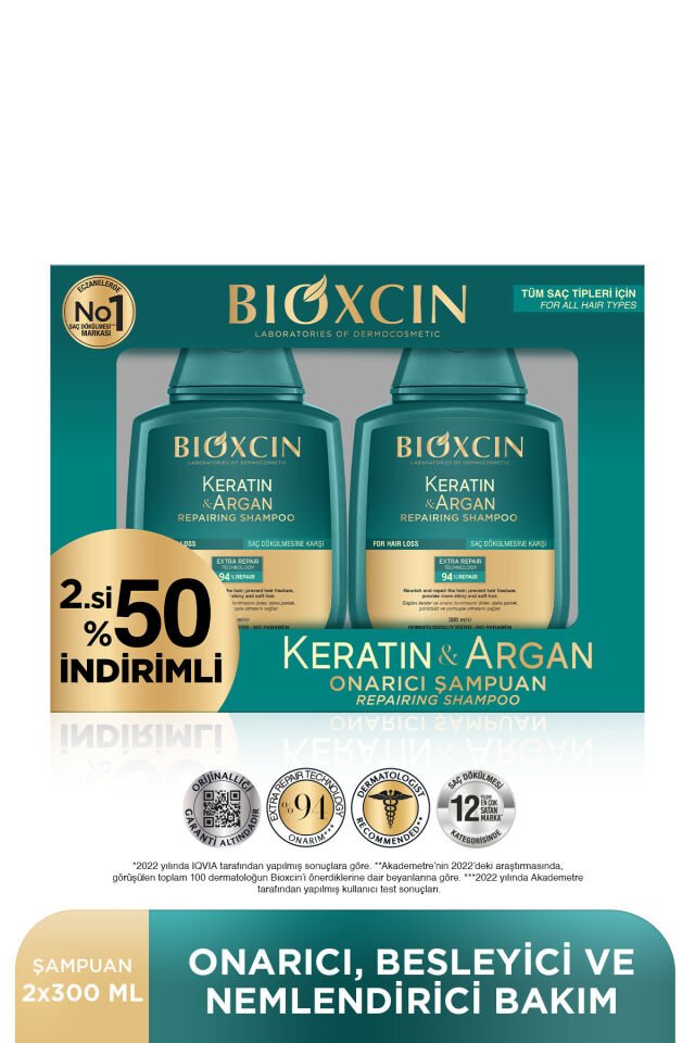 BİOXCİN ARGAN KERATİN ŞAMPUAN 300 + 300 ML - İKİNCİSİ %50 İNDİRİMLİ