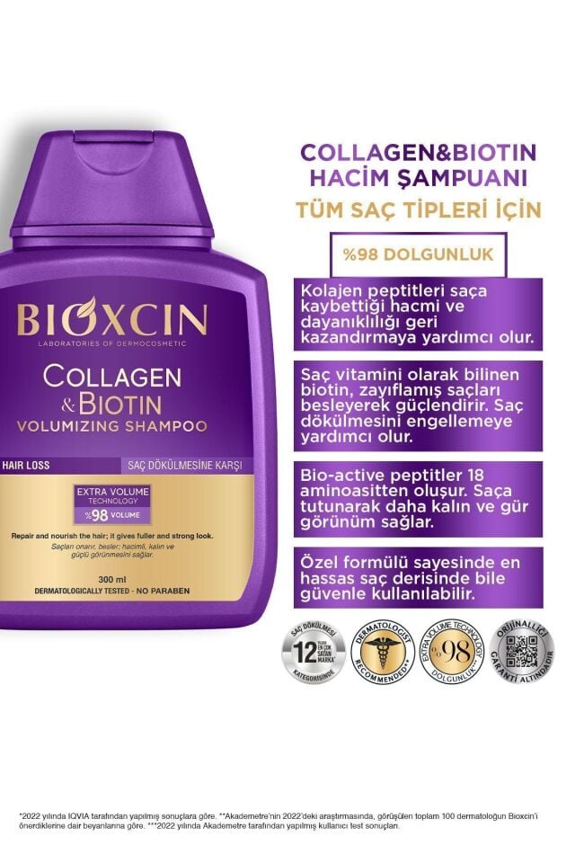 BİOXCİN COLLAGEN & BİOTİN ŞAMPUAN 300 ML - İKİNCİSİ %50 İNDİRİMLİ