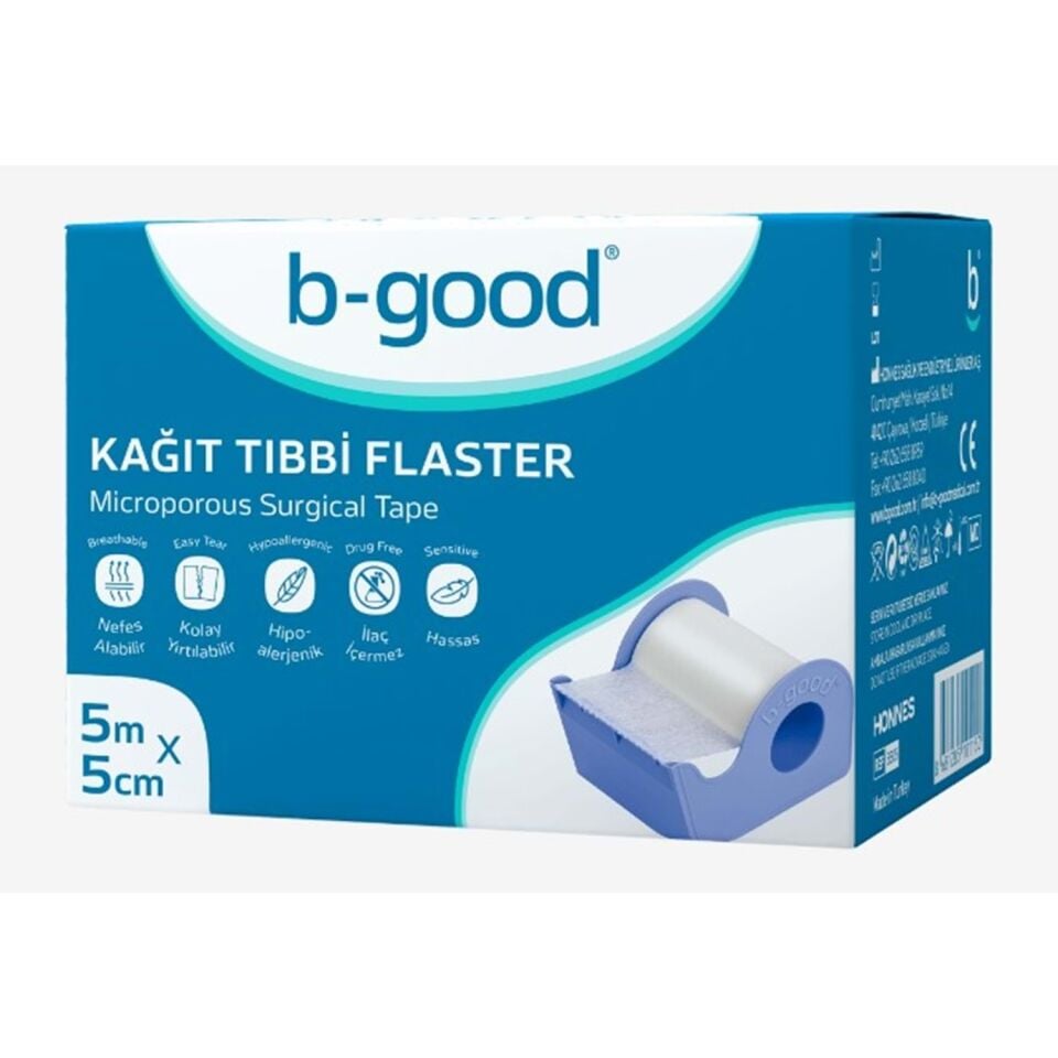 B-GOOD KAĞIT TIBBİ FLASTER 5 M X 5 CM