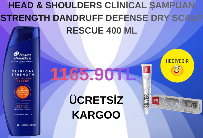HEAD SHOULDERS CLINICAL STRENGTH DANDRUFF DRY SCALP 400 ML ALANA +SPLAT SPECİAL DİŞ MACUNU AKTİF GÜMÜŞ SİLVER 75 ML HEDİYEDİR