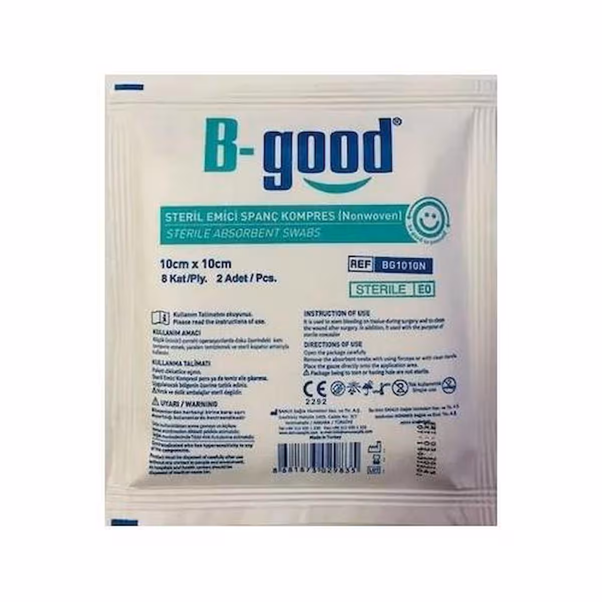 B-GOOD STERİL EMİCİ SPANÇ KOMPRES 10X10 CM 2'Lİ