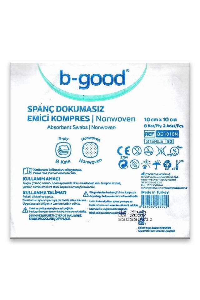 B-GOOD STERİL EMİCİ SPANÇ KOMPRES 10X10 CM