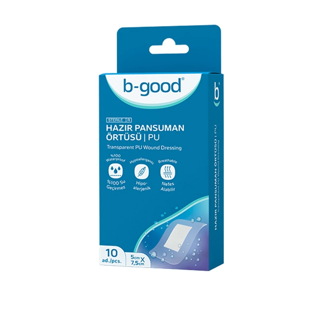 B-GOOD SU GEÇİRMEZ PANSUMAN ÖRTÜSÜ 5 CM X 7,2 CM 10’LU
