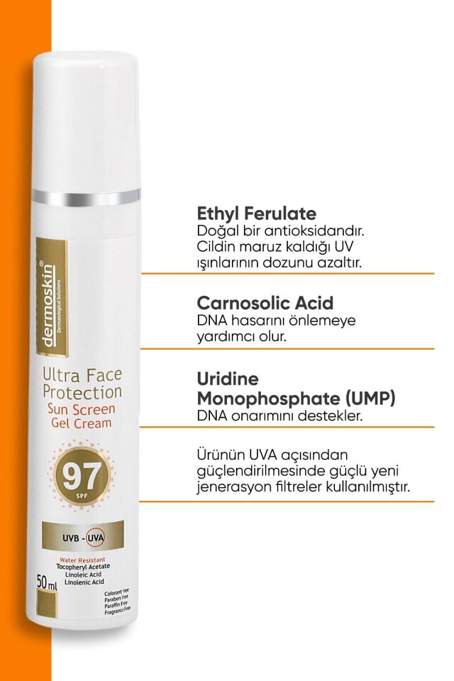DERMOSKİN ULTRA FACE PROTECTİON SUN SCREEN GEL CREAM SPF97 50 ML