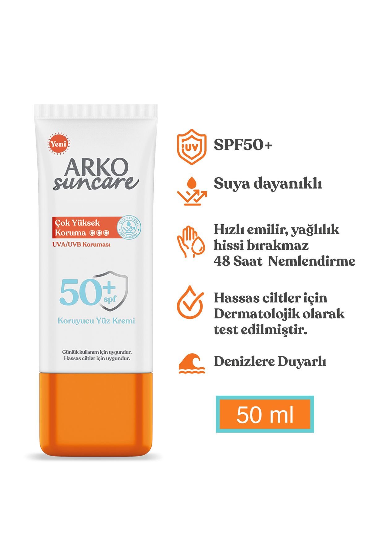 ARKO SUN CARE YÜZ KREMİ SPF50+50ML