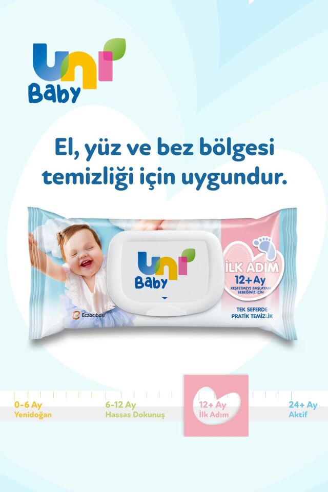 UNI BABY İLK ADIM 3LÜ ISLAK MENDİL (12+AY)