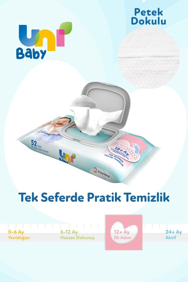 UNI BABY İLK ADIM 3LÜ ISLAK MENDİL (12+AY)