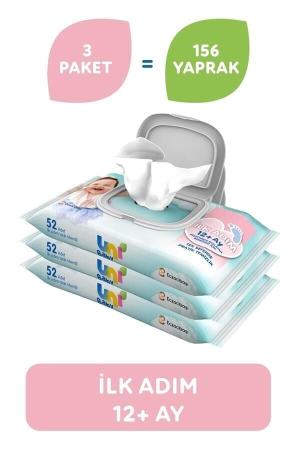 UNI BABY İLK ADIM 3LÜ ISLAK MENDİL (12+AY)