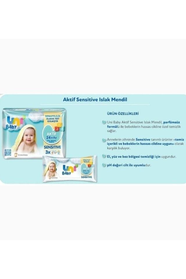 UNI BABY ISLAK MENDİL AKTİF SENSITIVE 3LÜ