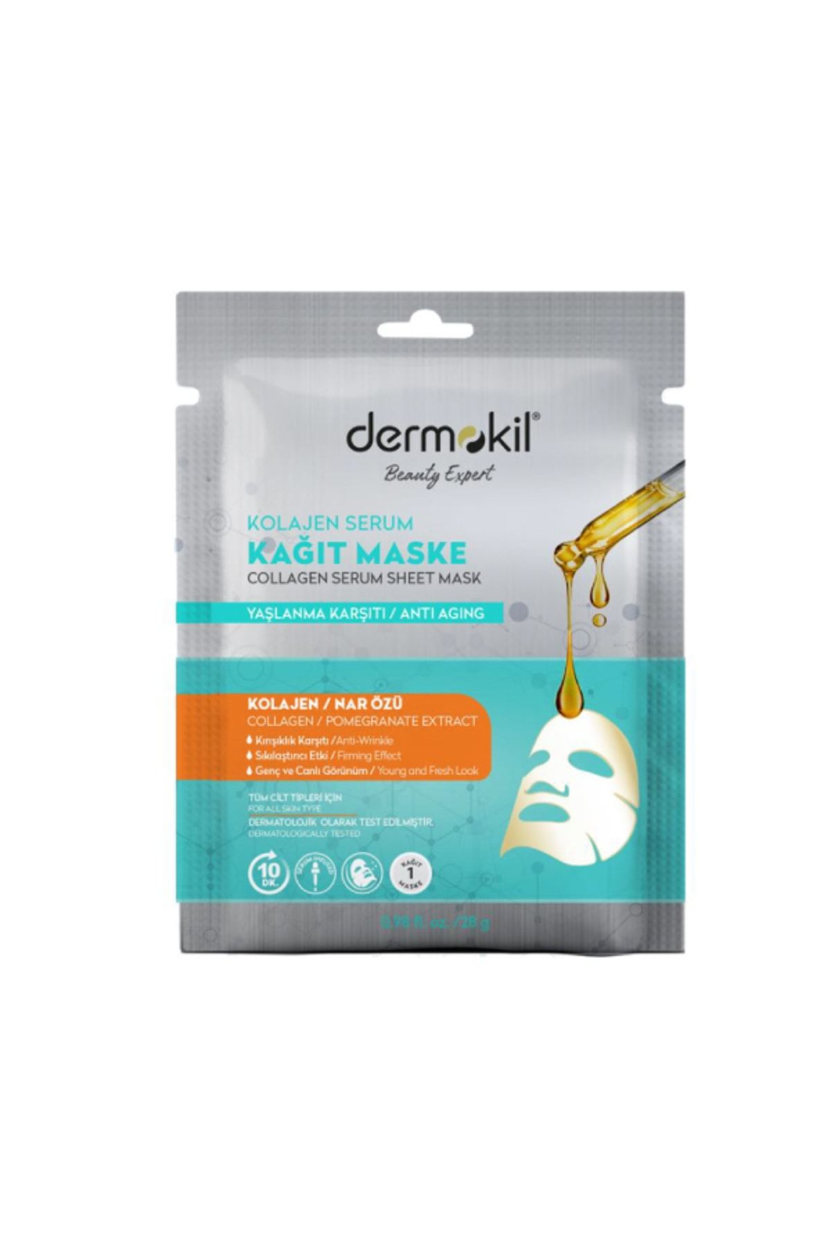 DERMOKİL KOLAJEN VE NAR ÖZLÜ SERUM KAĞIT MASKE