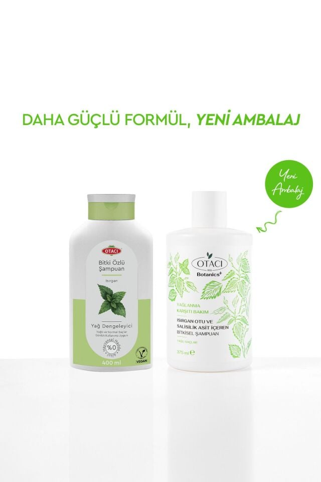 OTACI BOTANİCS YAĞLANMA KARŞITI BAKIM ISIRGAN OTU VE SALİSİLİK ASİT İÇEREN BİTKİSEL ŞAMPUAN 375 ML