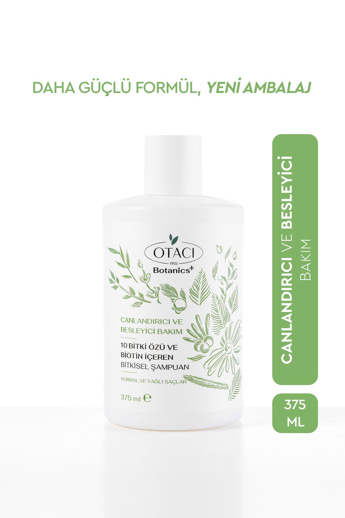 OTACI BOTANİCS CANLANDIRICI VE BESLEYİCİ BAKIM 10 BİTKİ ÖZÜ VE BİOTİN İÇEREN BİTKİSEL ŞAMPUAN 375 ML