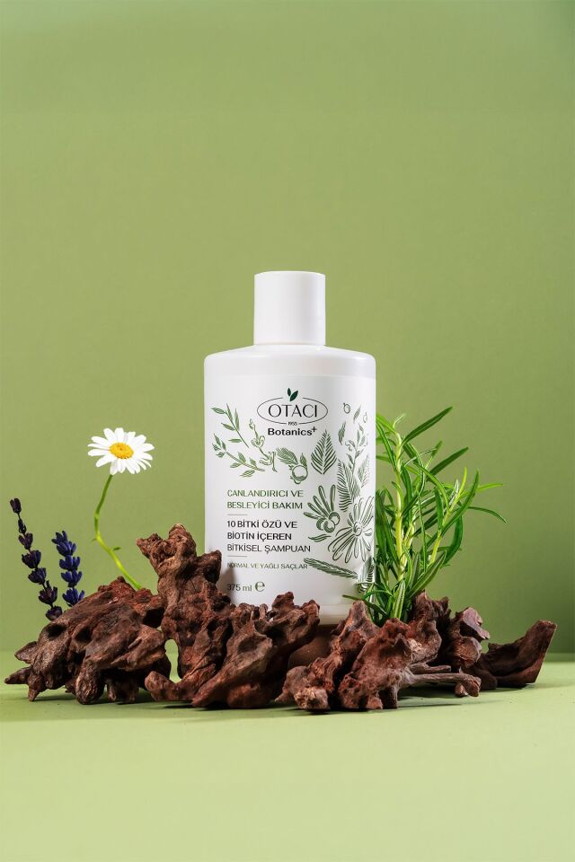 OTACI BOTANİCS CANLANDIRICI VE BESLEYİCİ BAKIM 10 BİTKİ ÖZÜ VE BİOTİN İÇEREN BİTKİSEL ŞAMPUAN 375 ML