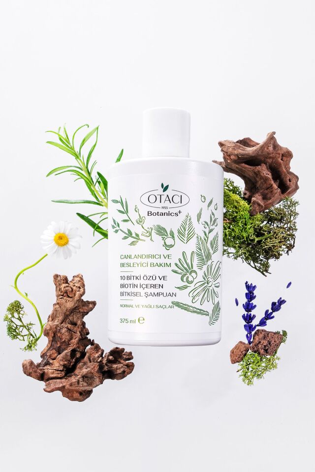 OTACI BOTANİCS CANLANDIRICI VE BESLEYİCİ BAKIM 10 BİTKİ ÖZÜ VE BİOTİN İÇEREN BİTKİSEL ŞAMPUAN 375 ML