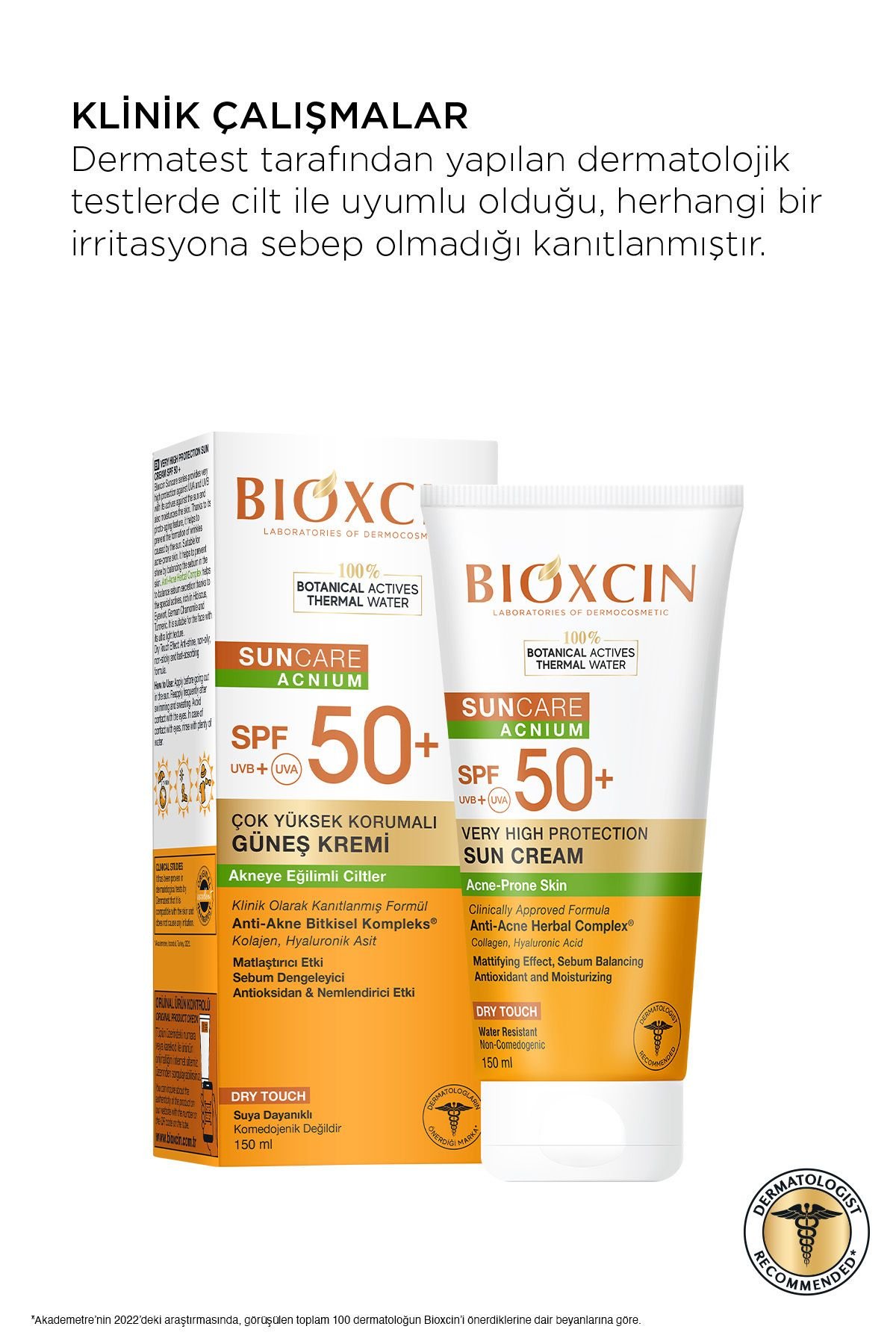 BİOXCİN SUN AKNEYE EĞİLİMLİ CİLT GÜNEŞ KREMİ SPF50+ 150 ML