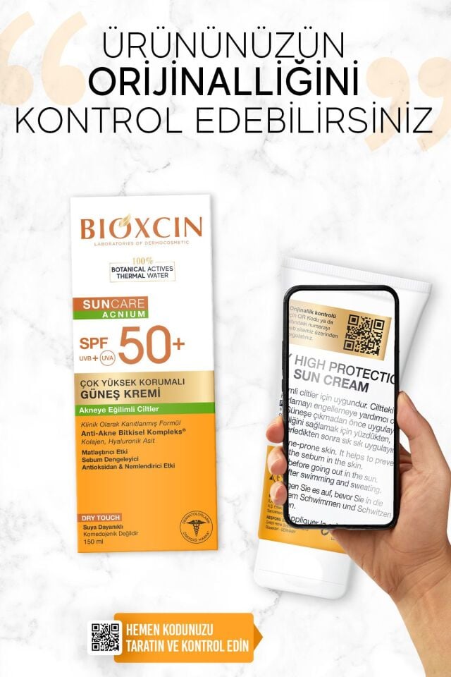 BİOXCİN SUN AKNEYE EĞİLİMLİ CİLT GÜNEŞ KREMİ SPF50+ 150 ML