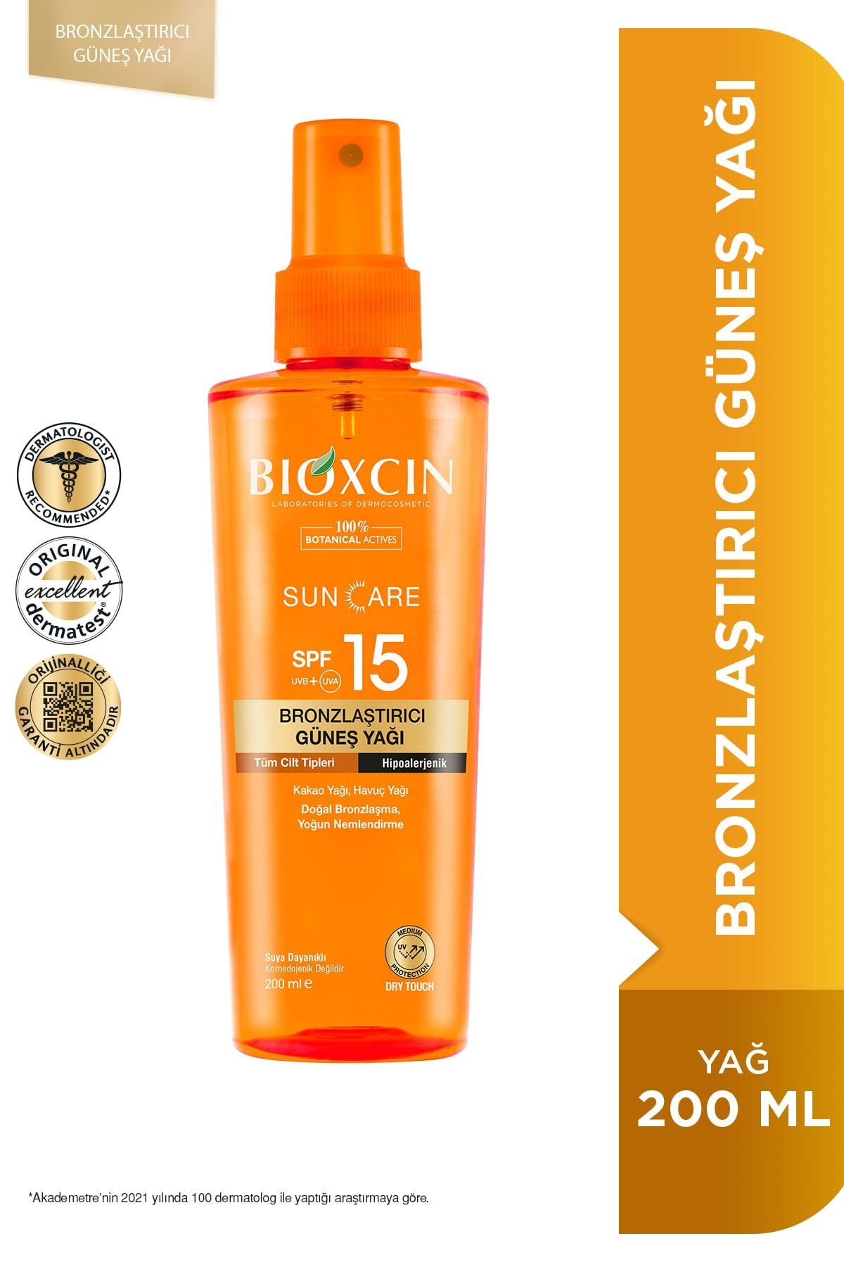 BİOXCİN SUN CARE BRONZLAŞTIRICI GÜNEŞ YAĞI SPF15 200 ML