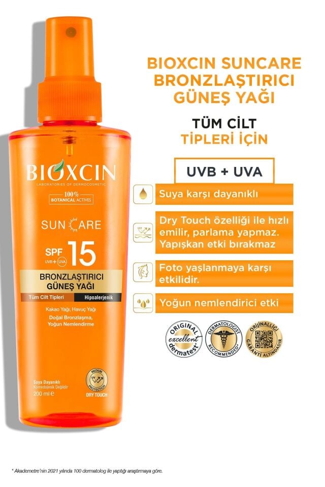 BİOXCİN SUN CARE BRONZLAŞTIRICI GÜNEŞ YAĞI SPF15 200 ML