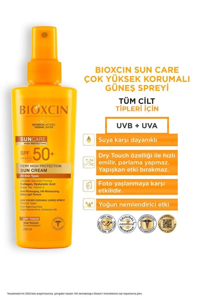 BİOXCİN SUNCARE KURU VE NORMAL CİLTLER İÇİN SPREY 200 ML + KREM 50 ML