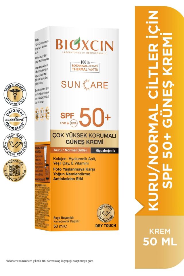 BİOXCİN GÜNEŞ KREMİ KURU & NORMAL CİLTLER İÇİN SPF50 50 ML