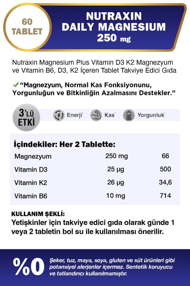 NUTRAXİN MAGNESIUM DAILY 60 TABLET