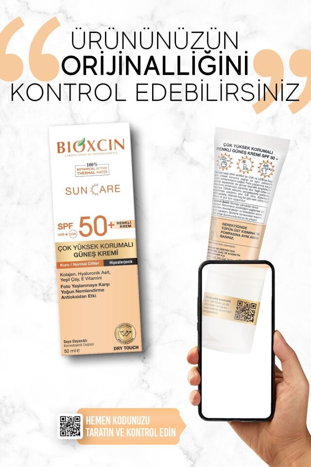 BİOXCİN SUN CARE GÜNEŞ KREM RENKLİ YÜKSEK KORUMALI KURU & NORMAL CİLTLER İÇİN SPF50+ 50 ML
