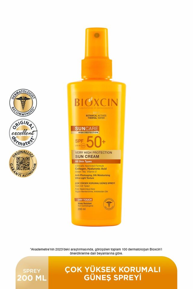 BİOXCİN SUNCARE KURU YAĞLI CİLTLER İÇİN KREM SPF50 50 ML + SPREY 200 ML - KOFRE