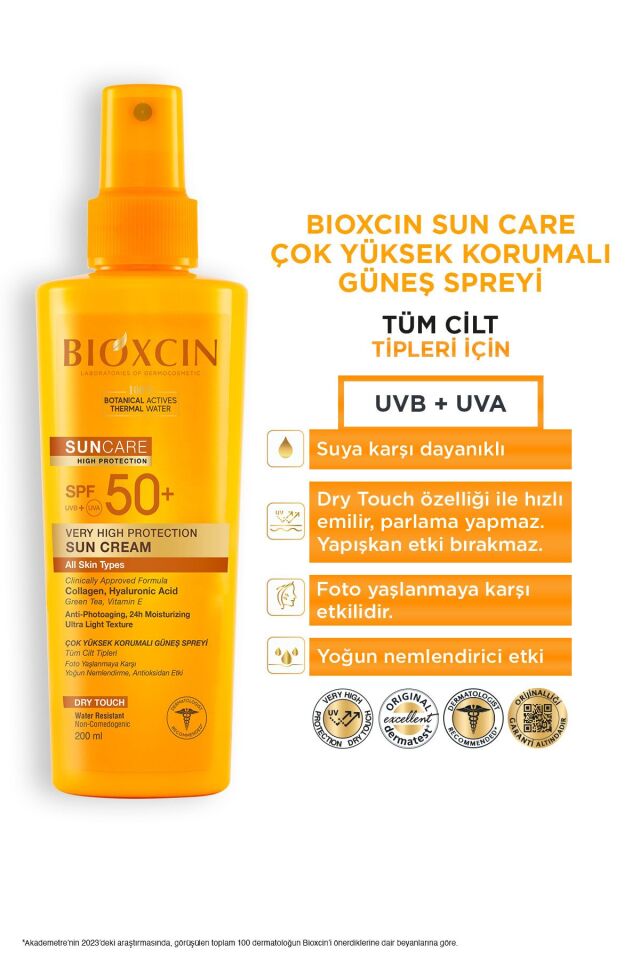 BİOXCİN SUNCARE KURU YAĞLI CİLTLER İÇİN KREM SPF50 50 ML + SPREY 200 ML - KOFRE