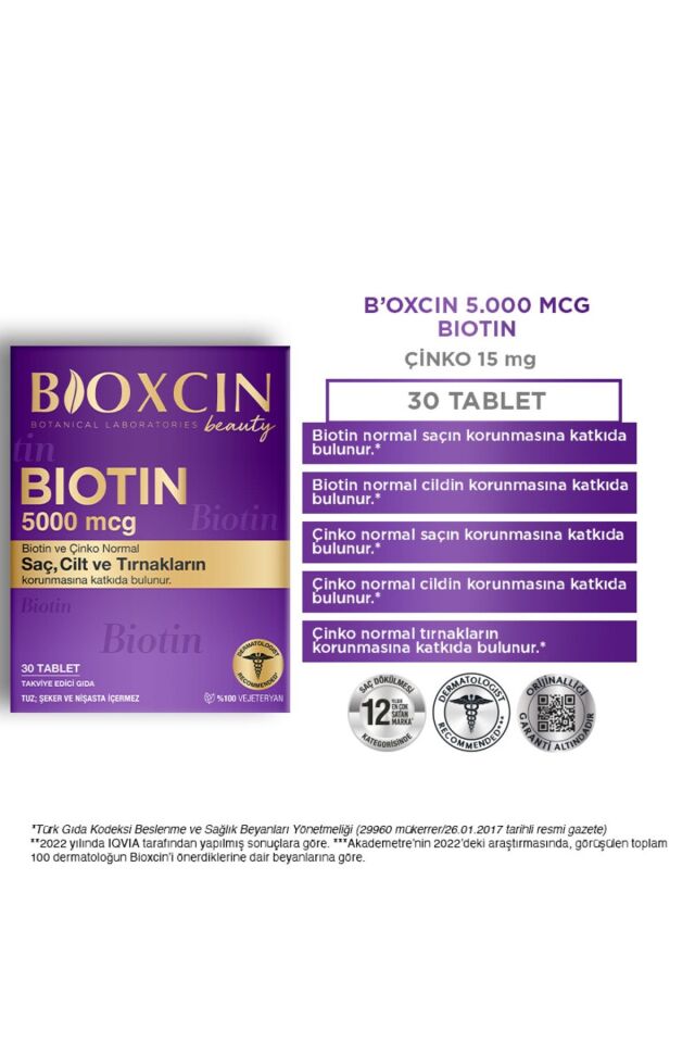 BİOXCİN BİOTİN 5000 MCG 30TB