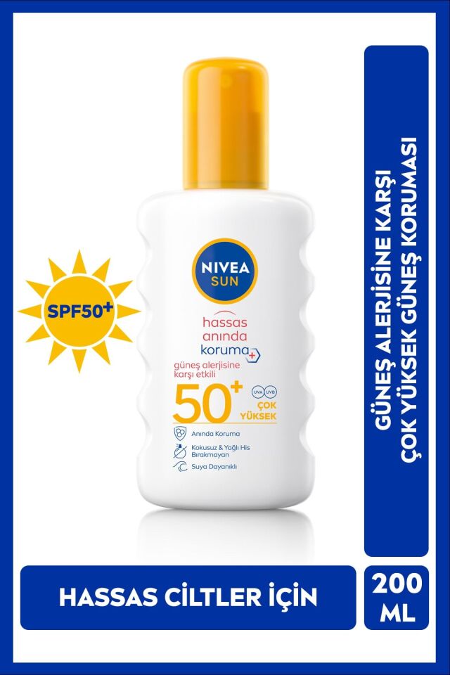 NİVEA SUN HASSAS ANINDA KORUMA GÜNEŞ KORUYUCU SPREY SPF50 200 ML