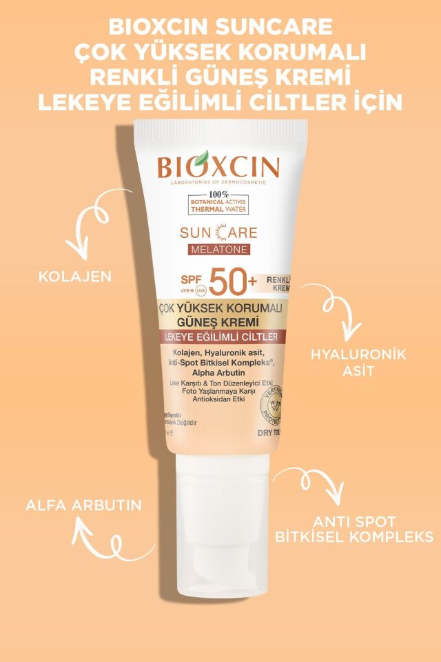 BİOXCİN SUN CARE MELATONE LEKE EĞİLİMLİ CİLTLER İÇİN RENKLİ GÜNEŞ KREMİ SPF50+ 50 ML