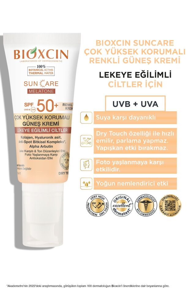 BİOXCİN SUN CARE MELATONE LEKE EĞİLİMLİ CİLTLER İÇİN RENKLİ GÜNEŞ KREMİ SPF50+ 50 ML