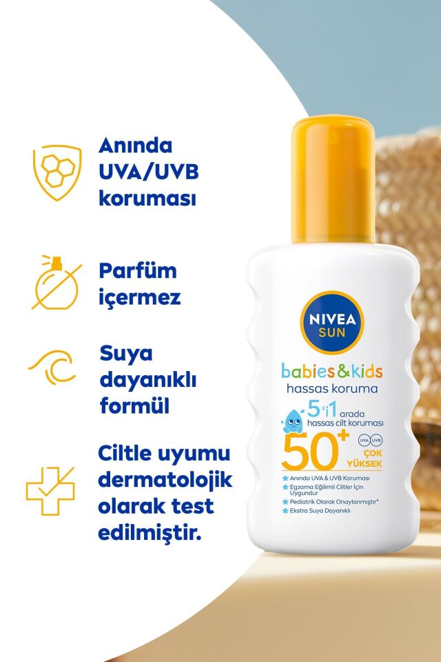 NİVEA SUN KİDS GÜNEŞ SPREYİ HASSAS KORUMA KOKUSUZ SPF50 200 ML