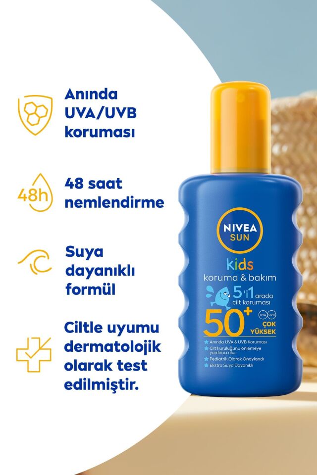 NİVEA SUN ÇOCUK GÜNEŞ SPREYİ NEMLENDİRİCİ SPF50+ 200 ML